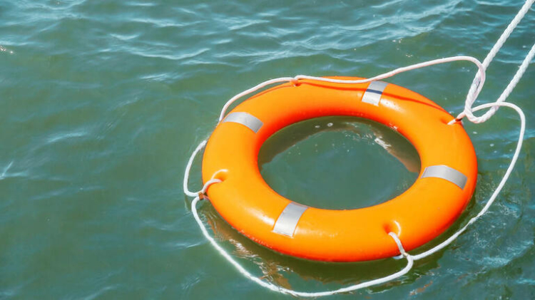 Lifebuoy ring floating on water