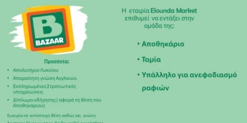 Η εταιρεία Elounda Market ζητά προσωπικό