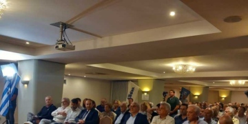 Πολιτική συγκέντρωση της ΝΔ με ομιλητές τον Ι. Πλακιωτάκη και την Ελ. Βόζενμπεργκ