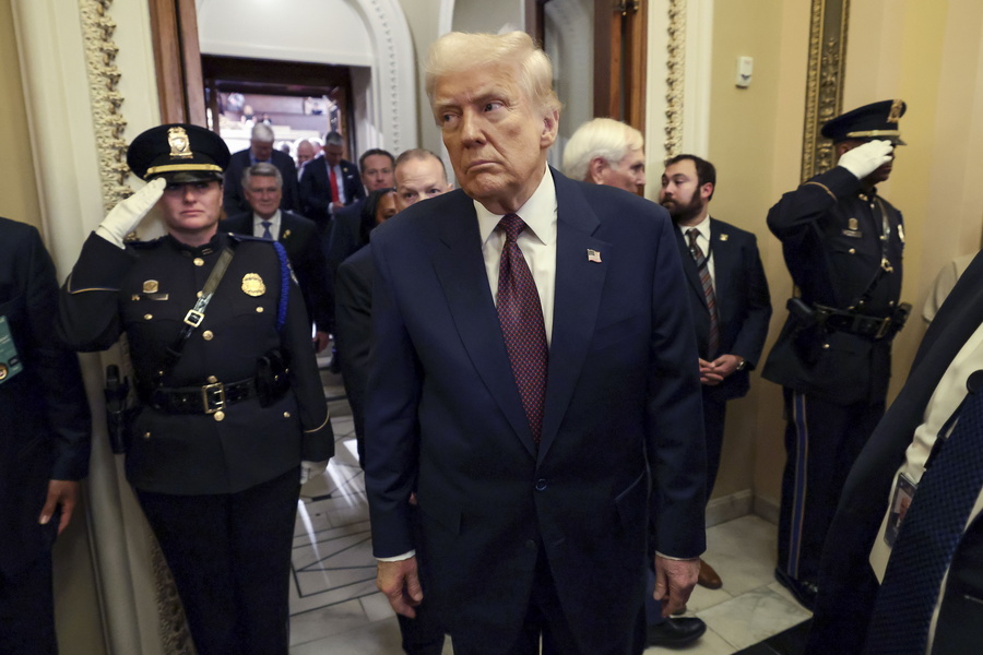 epa11941461 US President Donald Trump after addressing a joint session of the United States Congress at the US Capitol in Washington, DC, USA, 04 March 2025. EPA/WIN MCNAMEE / POOL