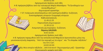 Πρόγραμμα τριήμερων δράσεων για την Παγκόσμια Ημέρα Παιδικού Βιβλίου στο Δημοτικό Σχολείο Κριτσάς