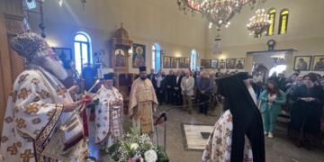 Με Αρχιερατική Θεία Λειτουργία πανηγύρισε ο Ιερός Ναός της Αγίας Μεγαλομάρτυρος Ειρήνης στον Κουτσουρά
