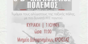 Τιμάμε τους αλύγιστους της ταξικής πάλης, βαδίζοντας το δρόμο των Κρουστιανών συντρόφων μας, με πιο δυνατό ΚΚΕ παντού!