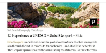 Το Παγκόσμιο Γεωπάρκο UNESCO Σητείας στα ΤΟΠ 14 πράγματα για να κάνει ο ταξιδιώτης στην Κρήτη