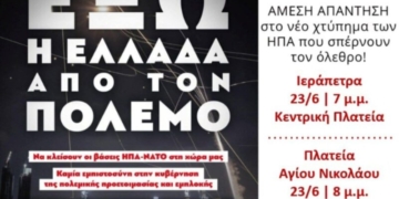 “Έξω η Ελλάδα από τον πόλεμο” συγκεντρώσεις σήμερα σε Ιεράπετρα και Άγιο Νικόλαο