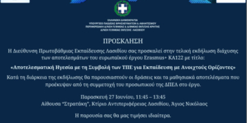 Δείτε τώρα την τελική εκδήλωση διάχυσης του Erasmus+ KA122 της Διεύθυνσης Πρωτοβάθμιας Εκπαίδευσης Λασιθίου με τίτλο«Αποτελεσματική Ηγεσία με τη Συμβολή των ΤΠΕ για Εκπαίδευση με Ανοιχτούς Ορίζοντες»