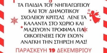 Κάλαντα προσφοράς και αλληλεγγύης από τους μαθητές της Κριτσάς