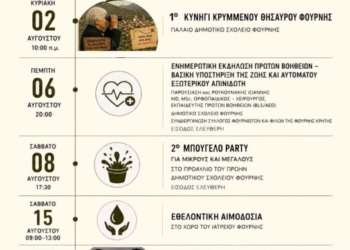 Πρόγραμμα εκδηλώσεων για το μήνα Αύγουστο του Πολιτιστικού Συλλόγου Φουρνής “Η Ευαγγελίστρια”
