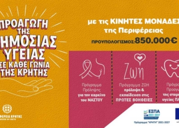 Νέα χρηματοδότηση για πρόληψη και προαγωγή της υγείας σε όλη την Κρήτη